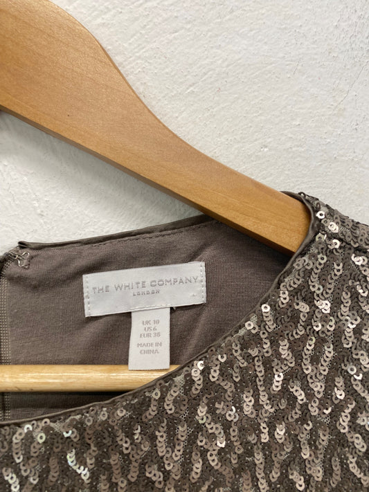 Gorgeous The White Company Evening Top UK10 Gold Champagne sequin party FH004