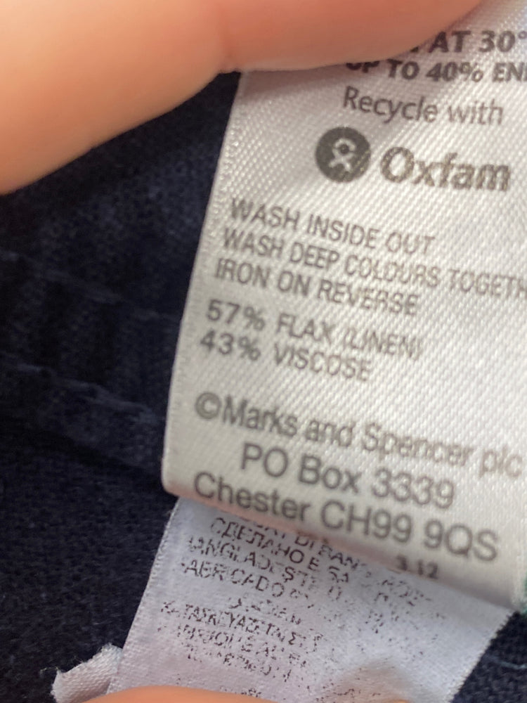 Gorgeous Marks & Spencers Wide leg trousers UK8 Dark Blue linen MM005