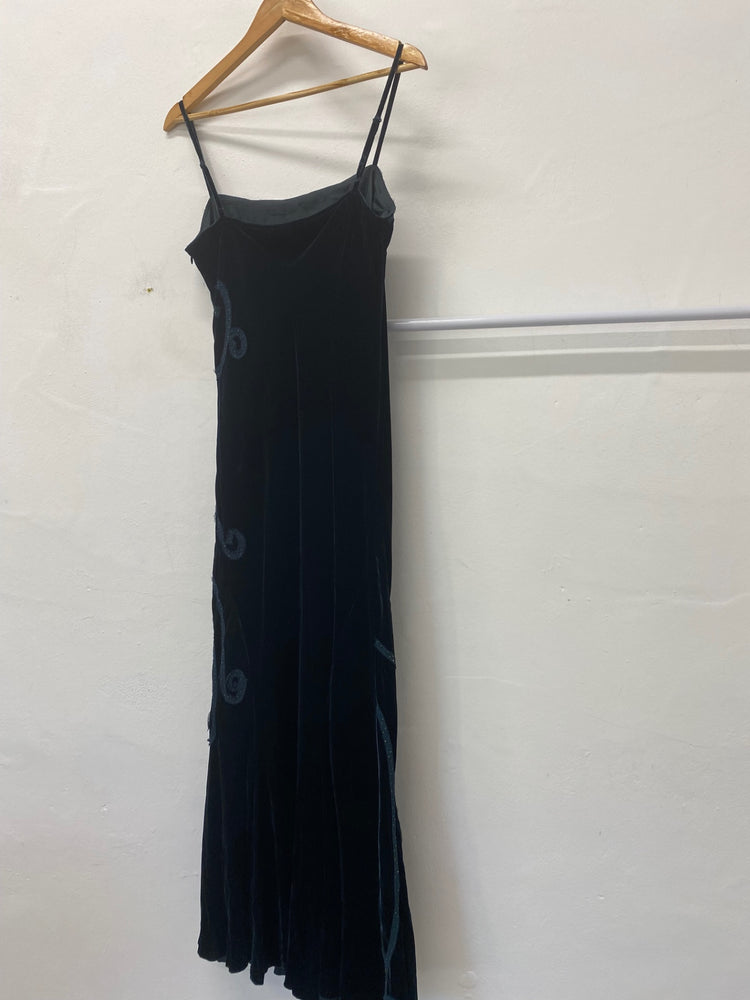 Gorgeous Per Una velvet Evening Dress Uk16 Forest Green sequins party NR002