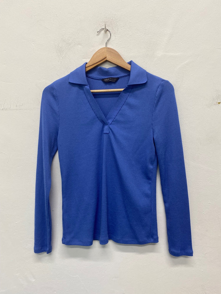 Gorgeous M&S Collection Polo top Uk8 Cornflower blue FH004