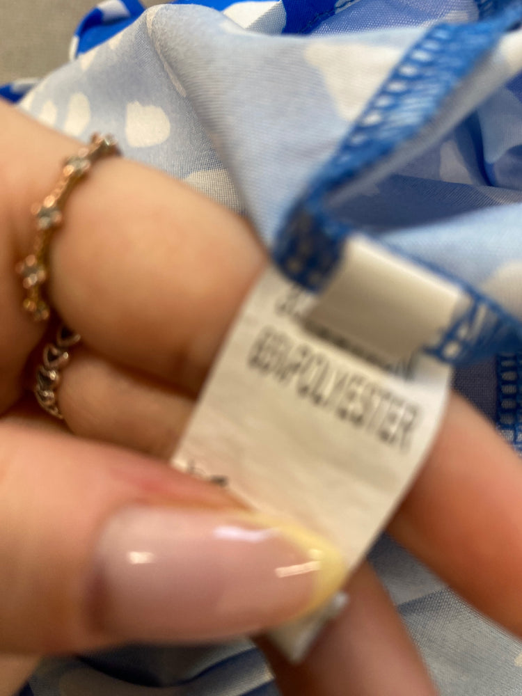 Gorgeous Frontrow Blouse UK M Blue white spotted FH004