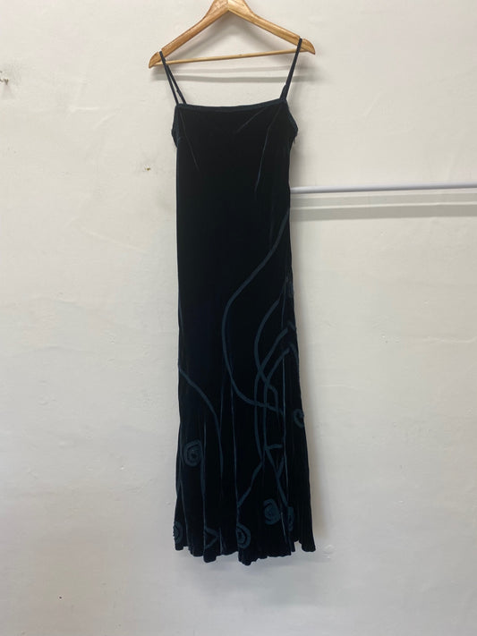 Gorgeous Per Una velvet Evening Dress Uk16 Forest Green sequins party NR002