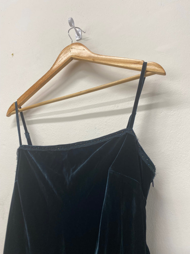 Gorgeous Per Una velvet Evening Dress Uk16 Forest Green sequins party NR002