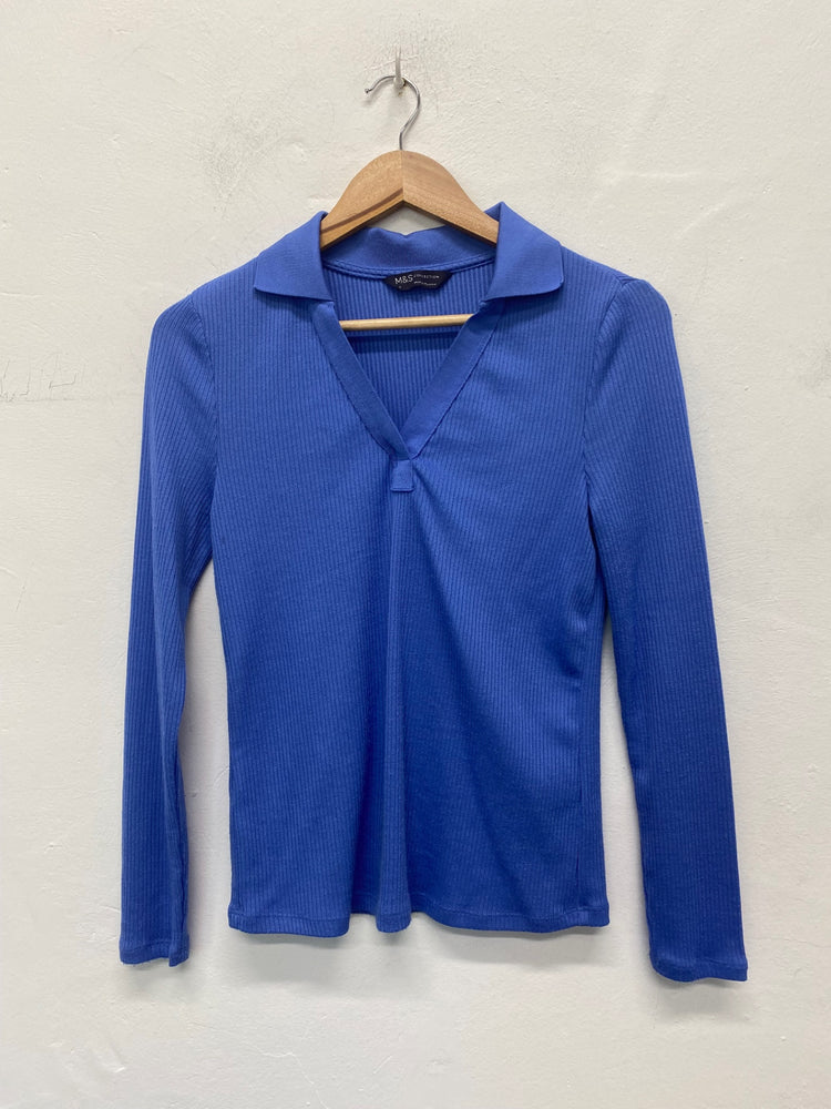 Gorgeous M&S Collection Polo top Uk8 Cornflower blue FH004