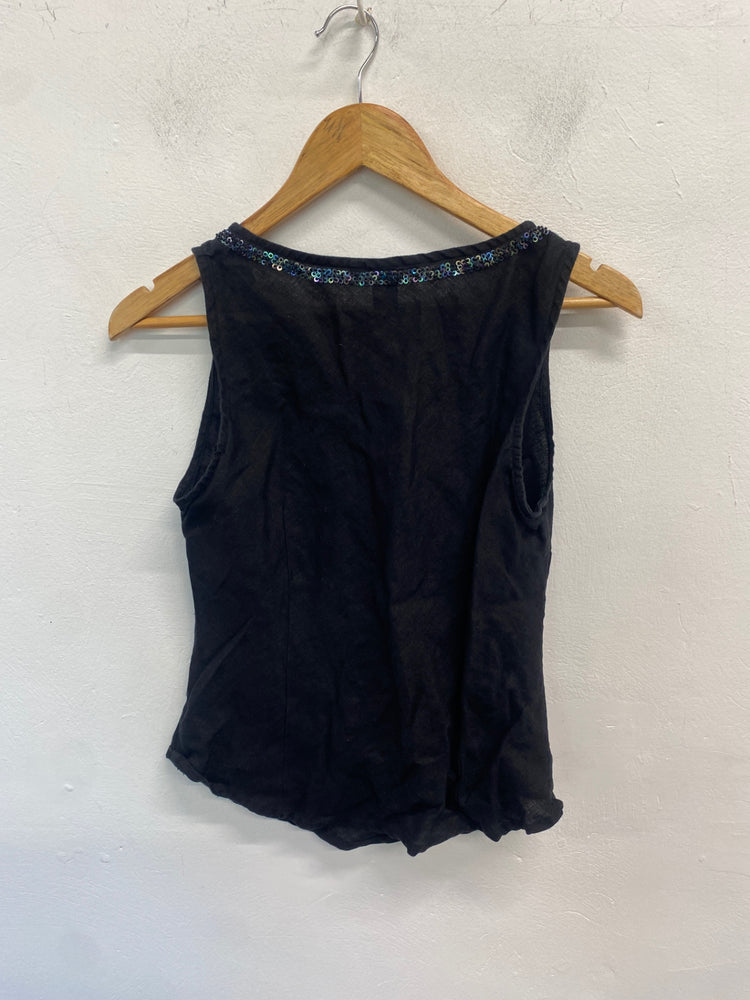 Gorgeous H&M Tank Top UK12 Black sequin MM005