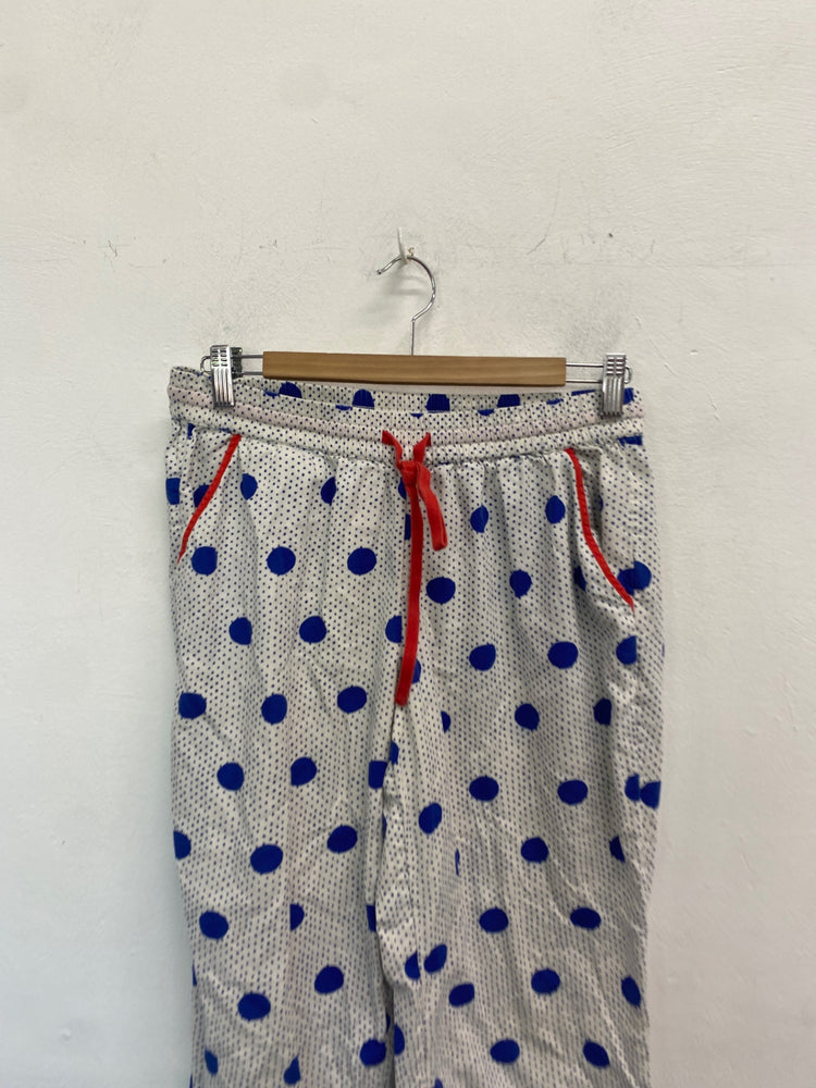 Gorgeous Boden Pajama pants UK S White with blue polka dots MM005