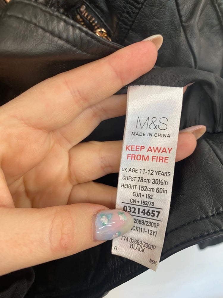 Gorgeous Marks & Spencers Biker Jacket 11-12yrs Black FH004