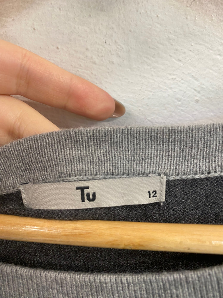 Gorgeous TU Jumper Dress UK12 Grey & Black FH004