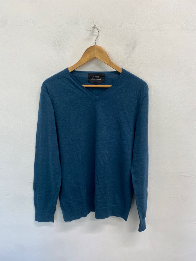 Classic Linea Sweater UK L Blue smart work FH004