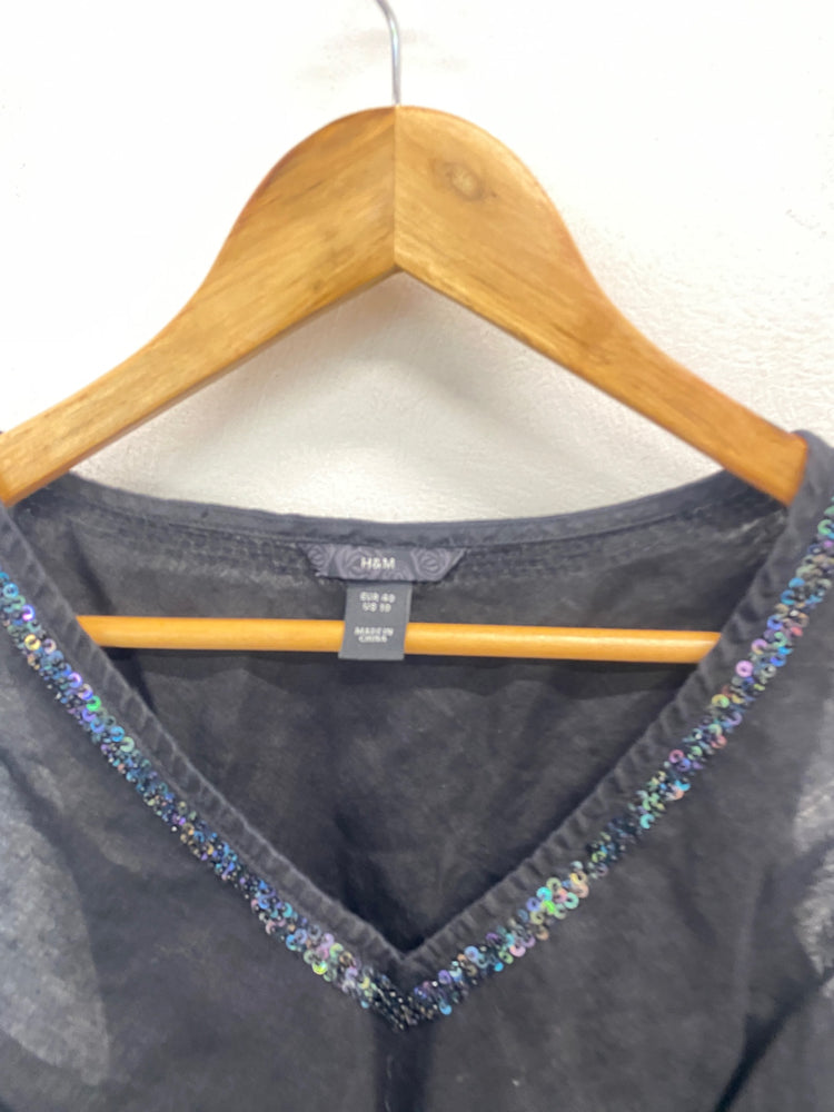 Gorgeous H&M Tank Top UK12 Black sequin MM005