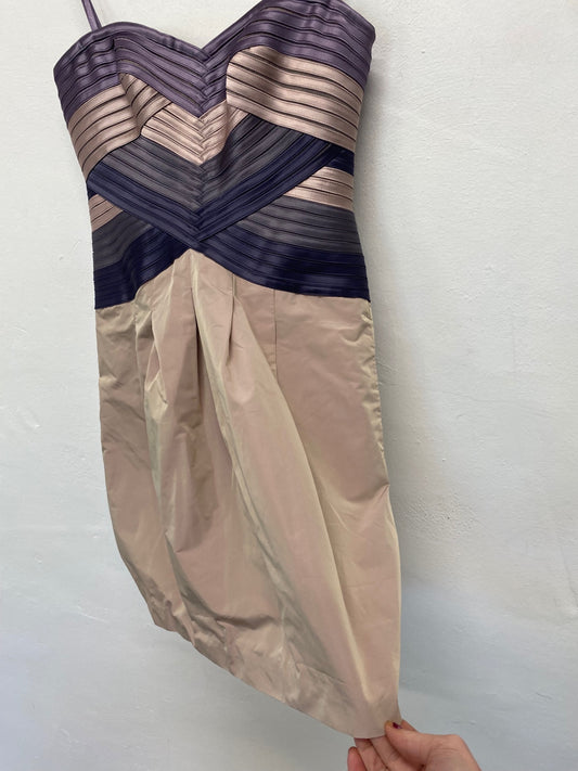 Gorgeous BCBGMAXAZRIA Party Dress UK8 Beige purple party occasion LB005