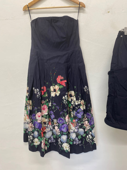 Gorgeous & Other Stories Ballgown Uk14 Navy floral With hoop NR002