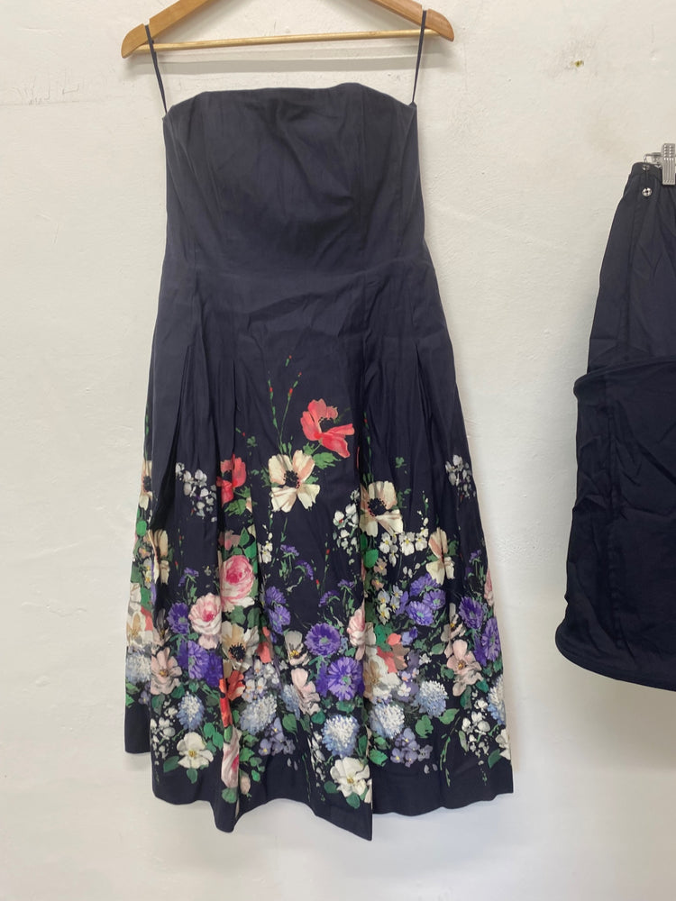 Gorgeous & Other Stories Ballgown Uk14 Navy floral With hoop NR002