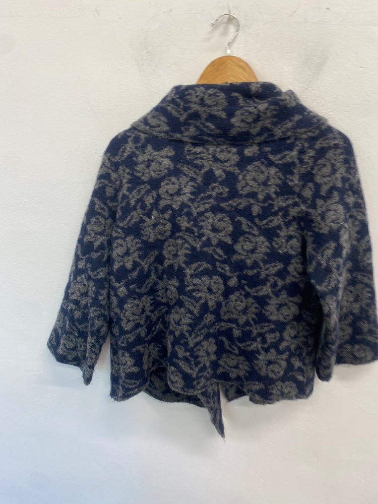 Gorgeous Ellen Tracy Poncho UK L Navy blue pattern NR002
