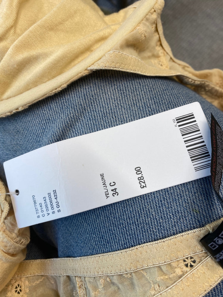 Gorgeous Urban Outfitters Bra 34C Butterscotch Yellow broderie FH004