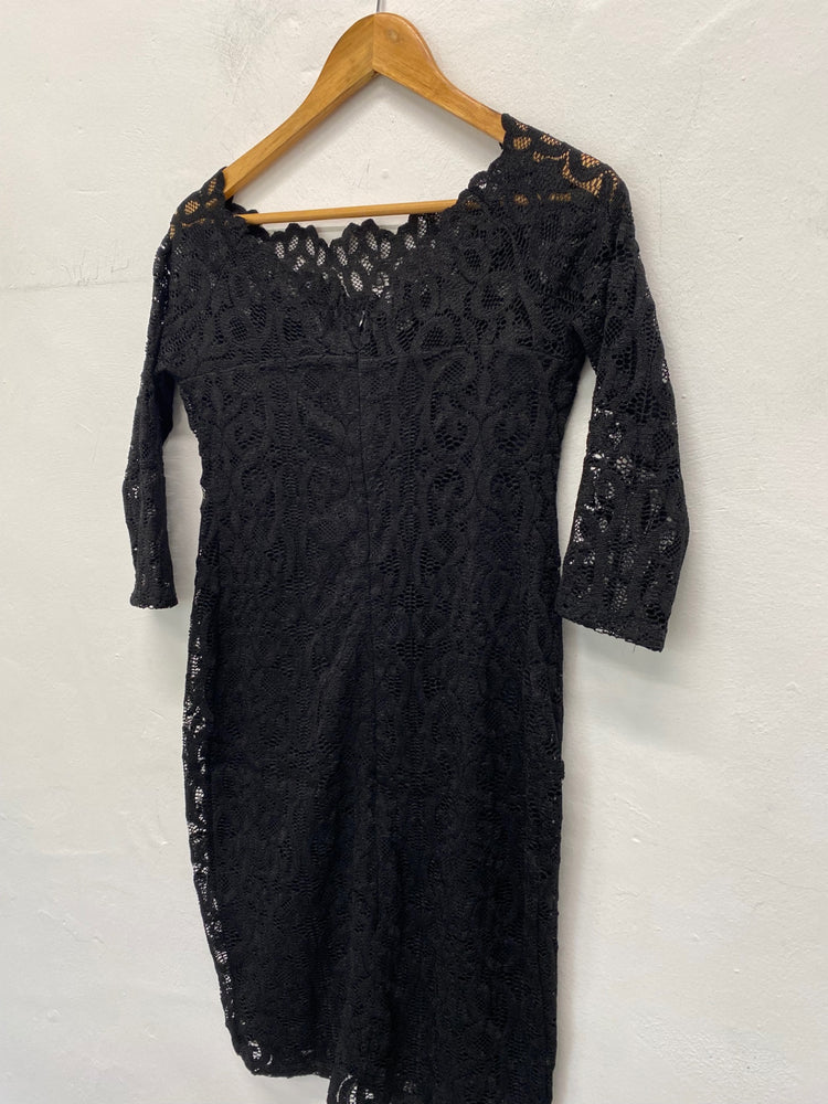 Gorgeous Next Maternity Dress Uk8 Black lace overlay SL002