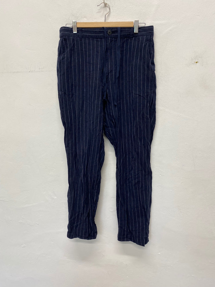 Gorgeous Uniqlo Trousers XL Navy blue with white pinstripes NR002