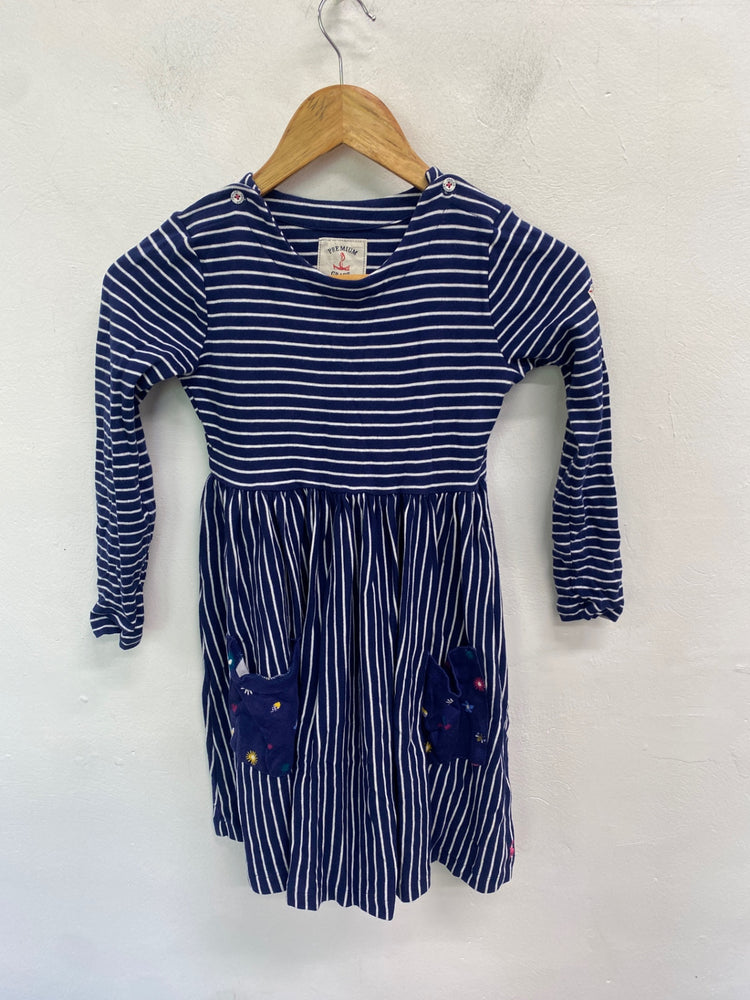 Gorgeous Joules Dress Age 9 Navy striped cute NR002