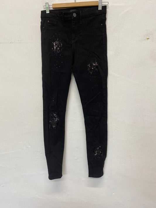 Gorgeous River island Molly Skinny jeans Uk8 Black with sequins SL002