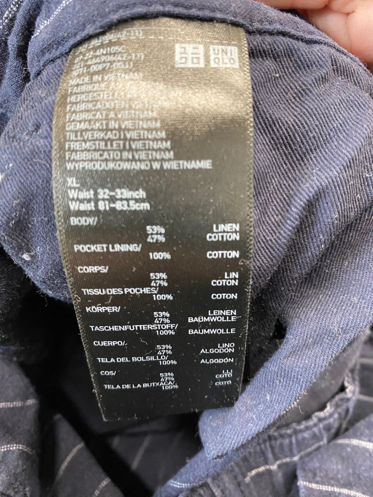 Gorgeous Uniqlo Trousers XL Navy blue with white pinstripes NR002