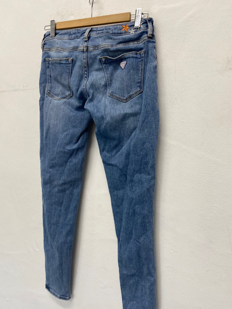 Gorgeous Guess Beverley Ultra skinny Jeans W27” Blue distressed low rise SL002