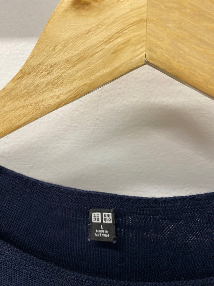 Gorgeous Uniqlo Sweater UK L Navy blue & white striped NR002