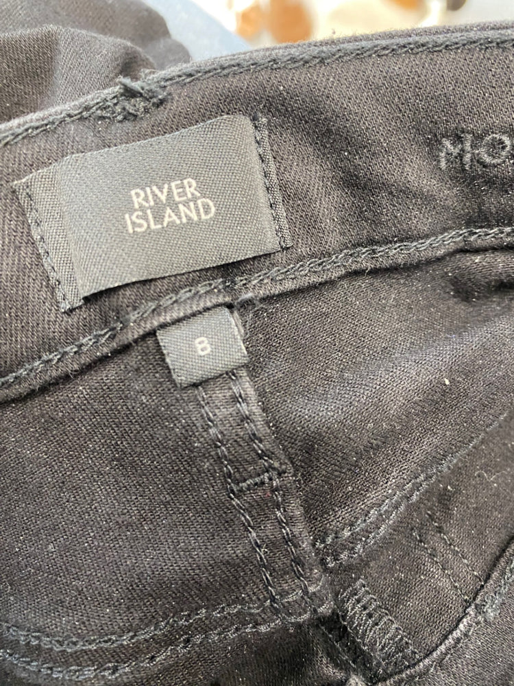 Gorgeous River island Molly Skinny jeans Uk8 Black with sequins SL002