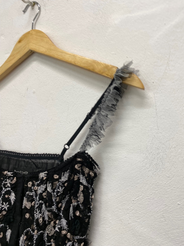 Gorgeous Bebe Corset UK M Black & White wired embellished SL002