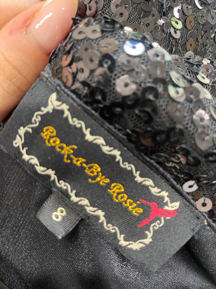 Gorgeous Rock a bye Rosie Dress UK8 Black Sequin SL002