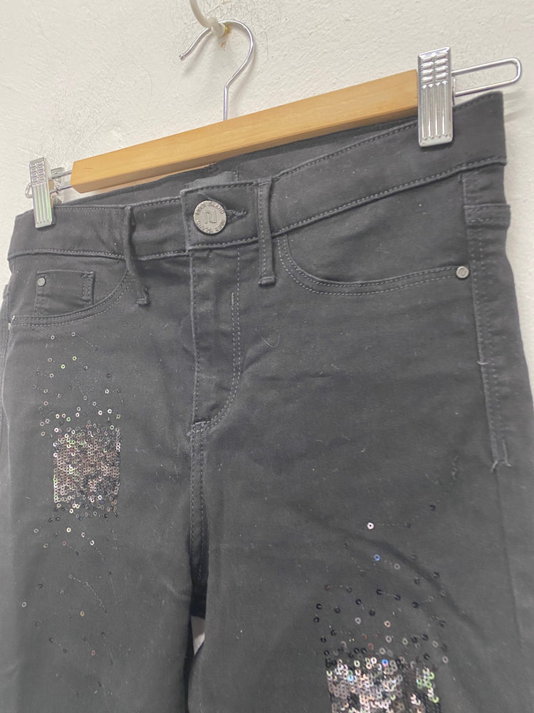 Gorgeous River island Molly Skinny jeans Uk8 Black with sequins SL002
