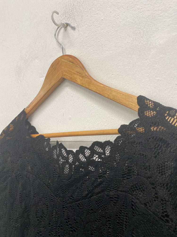 Gorgeous Next Maternity Dress Uk8 Black lace overlay SL002