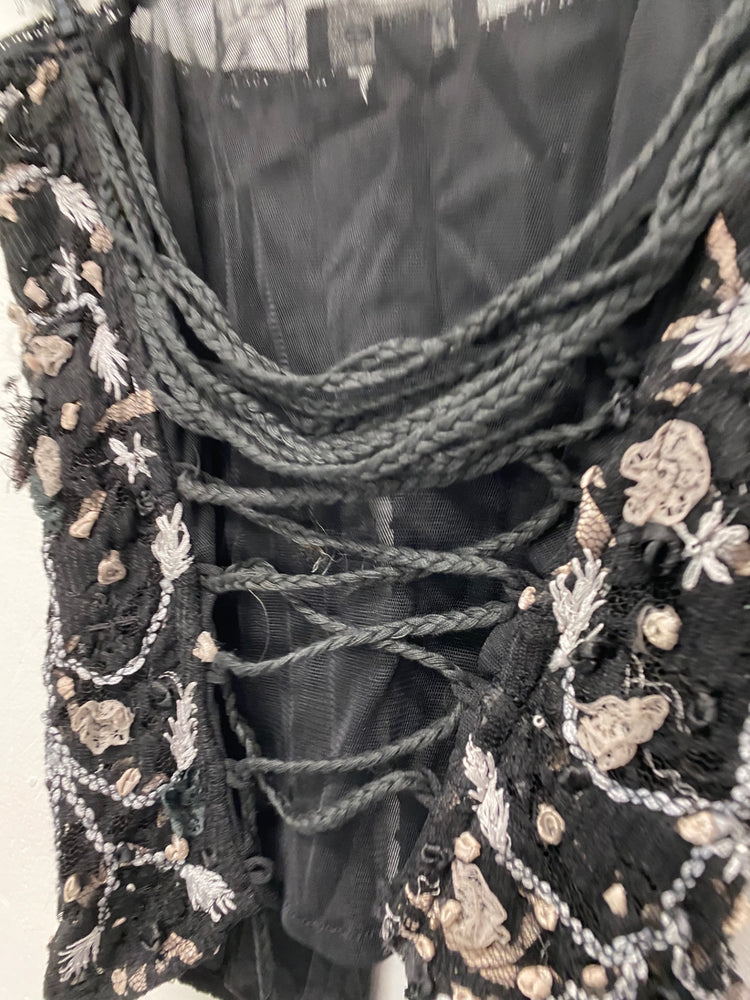 Gorgeous Bebe Corset UK M Black & White wired embellished SL002