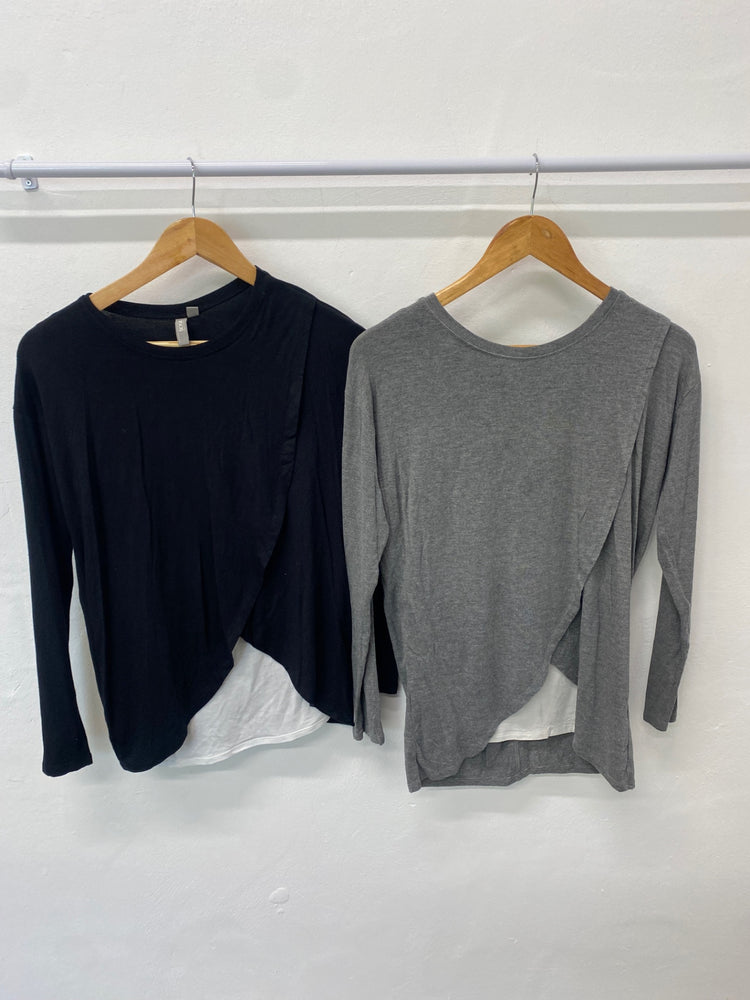Gorgeous duo of Asos Design Long sleeve tops UK8 Black and grey SL002 #10