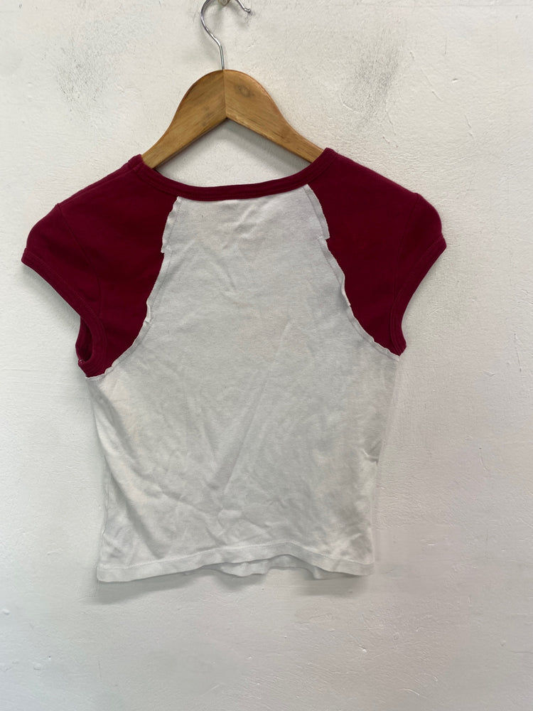 Gorgeous Guess Jeans T-Shir UK S White and red SL002