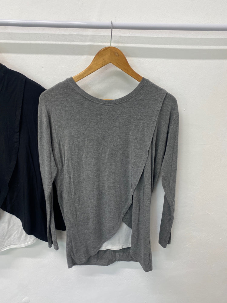 Gorgeous duo of Asos Design Long sleeve tops UK8 Black and grey SL002 #10