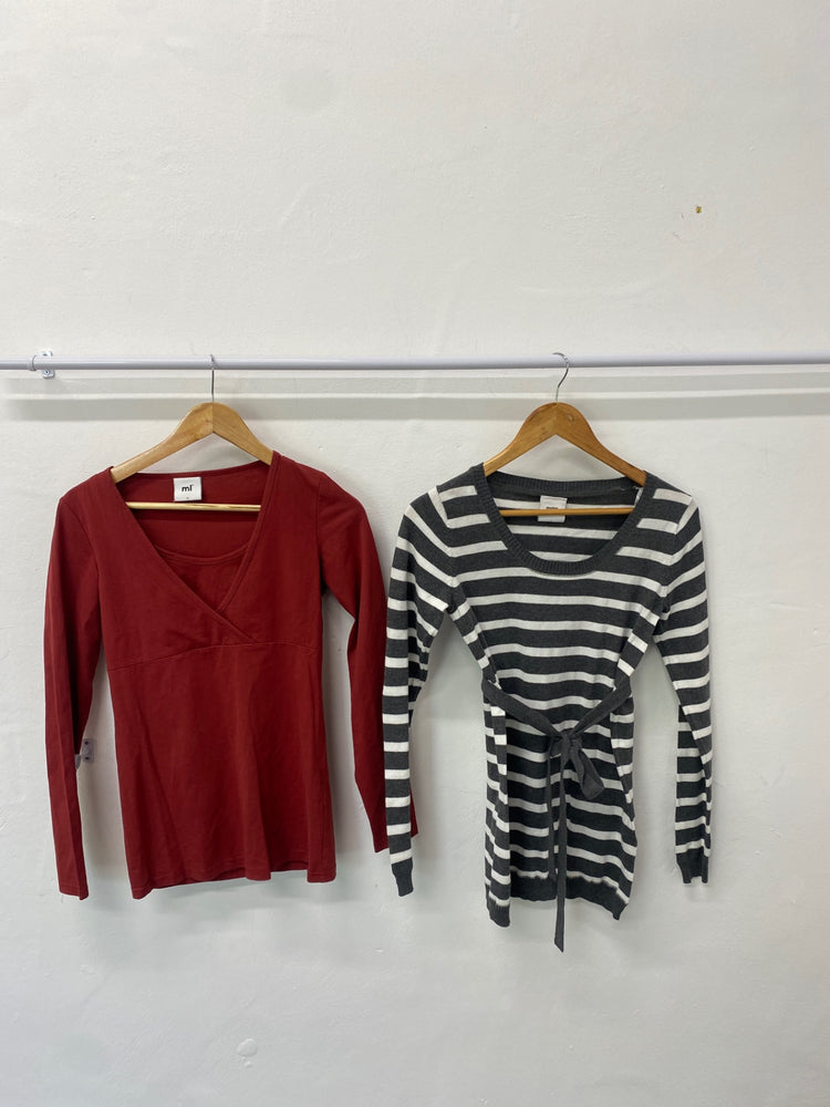 Gorgeous duo of Mamalicious Maternity Top UK8 Red grey SL002 #8