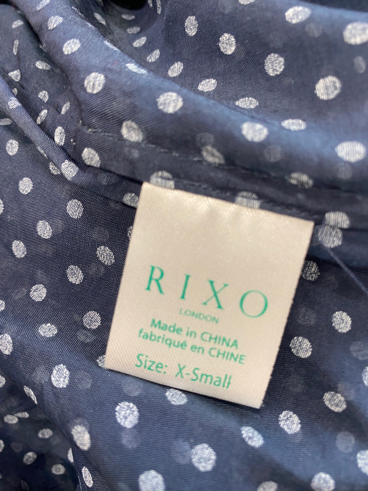 Gorgeous Rixo Blouse UK XS Navy spotted pussy bow LB006