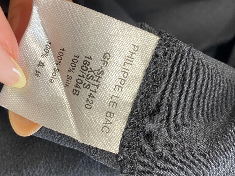 Gorgeous Philippe Le Bac Blouse UK XS Black frill sleeve LB006