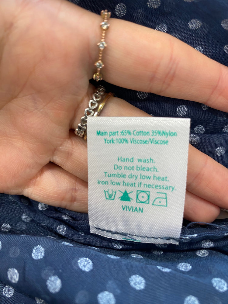 Gorgeous Rixo Blouse UK XS Navy spotted pussy bow LB006