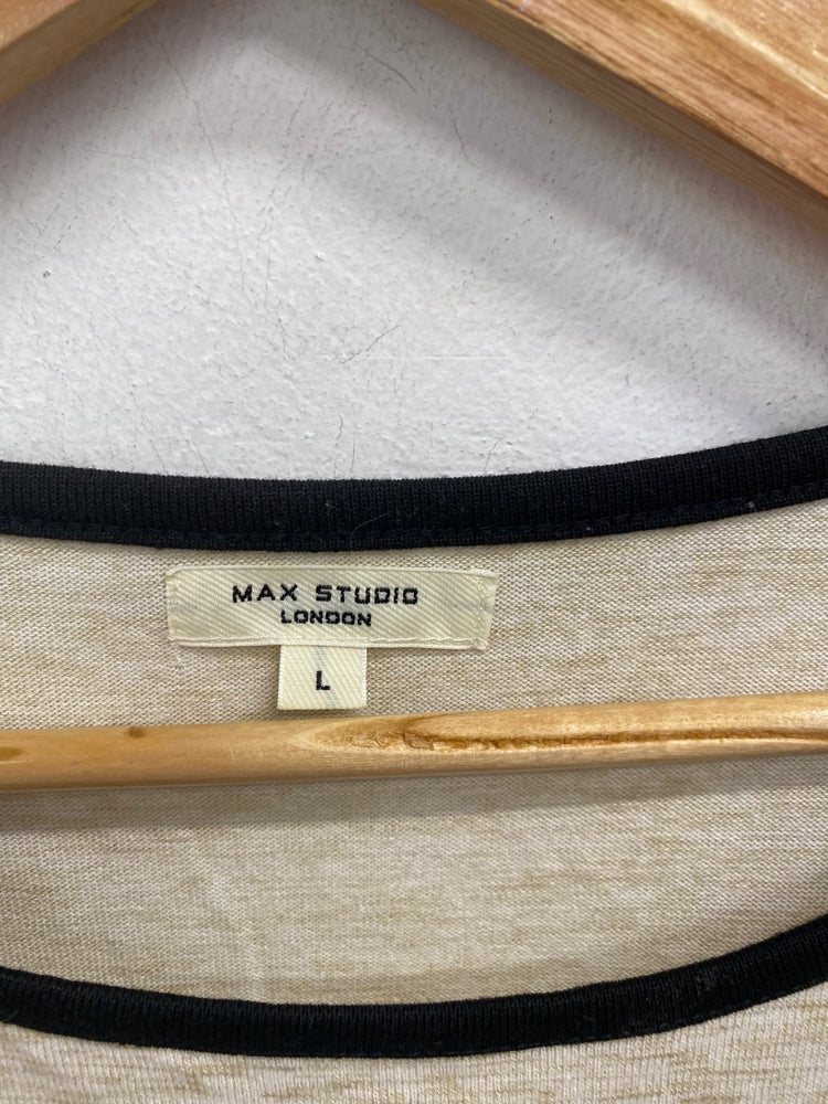 Gorgeous MAX STUDIO Jumper UK L Beige & Black Stripes BM001