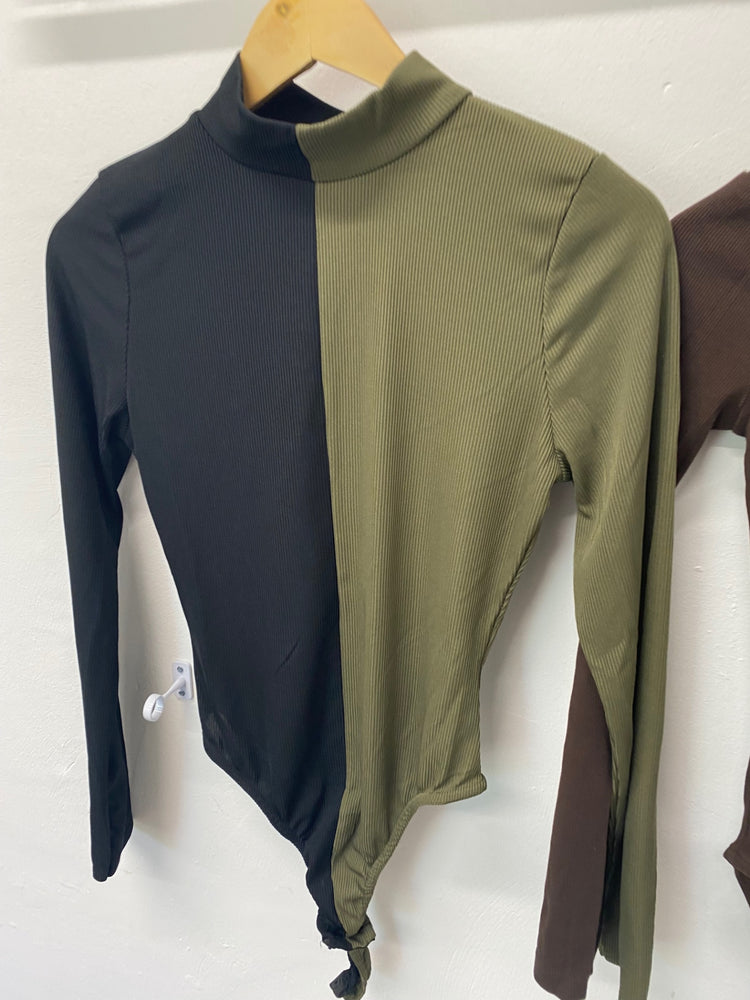 Gorgeous duo of Zara Bodysuit UK L black & olive green #6 GS001