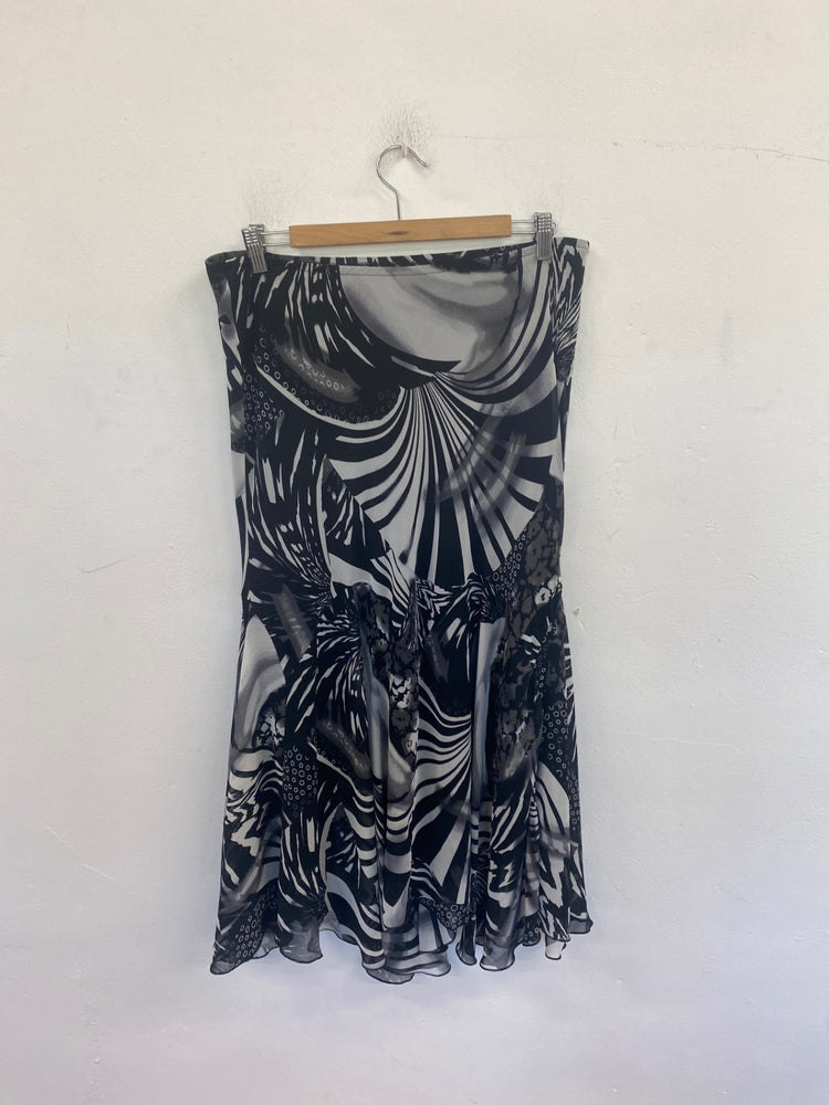 Boho Chic Per Una Maxi Skirt UK14 Black & Grey GS001