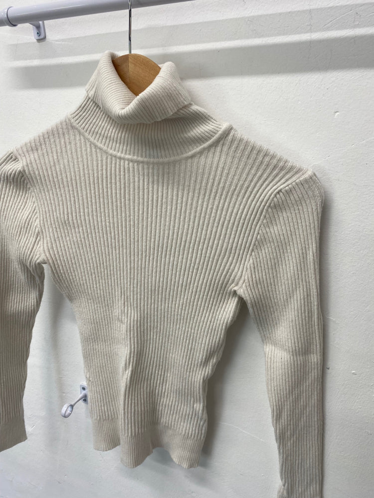 Gorgeous Primark Turtleneck Sweater UK12 Beige& Brown Ribbed stretch tops GS001
