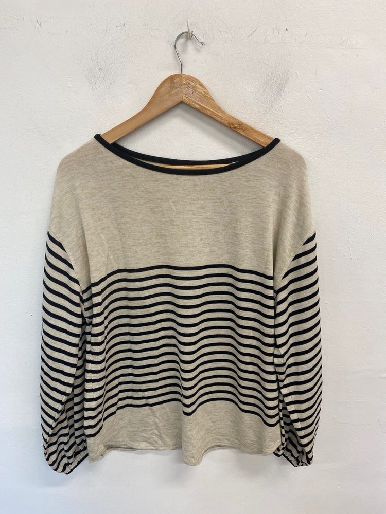 Gorgeous MAX STUDIO Jumper UK L Beige & Black Stripes BM001
