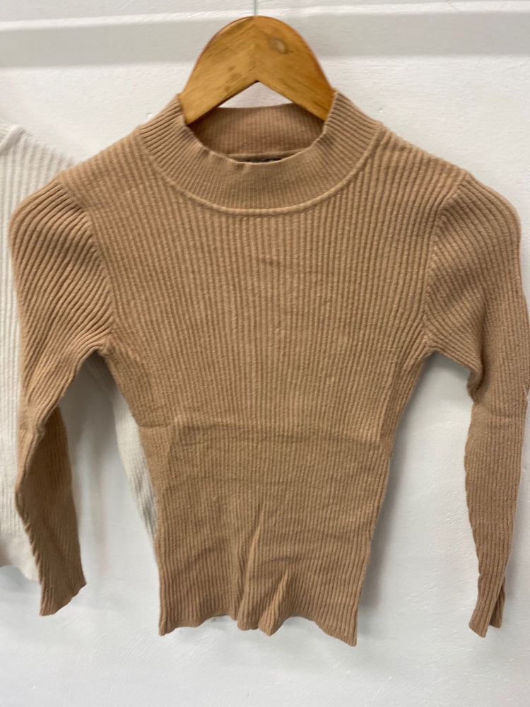 Gorgeous Primark Turtleneck Sweater UK12 Beige& Brown Ribbed stretch tops GS001
