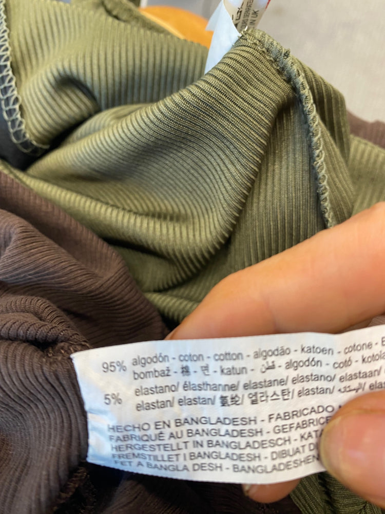 Gorgeous duo of Zara Bodysuit UK L black & olive green #6 GS001