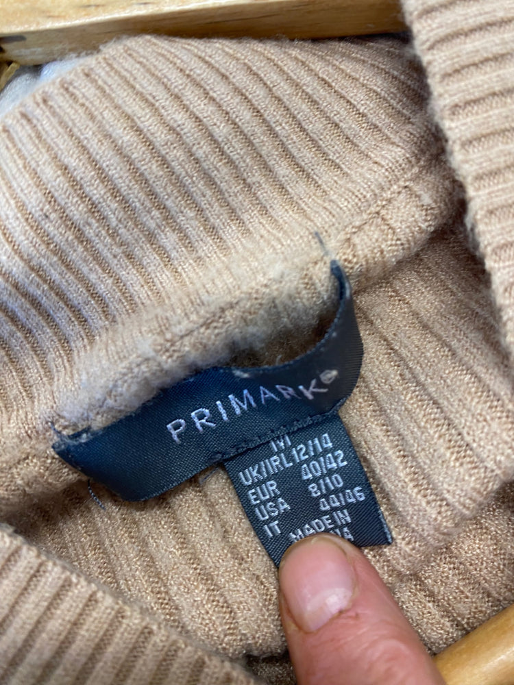 Gorgeous Primark Turtleneck Sweater UK12 Beige& Brown Ribbed stretch tops GS001