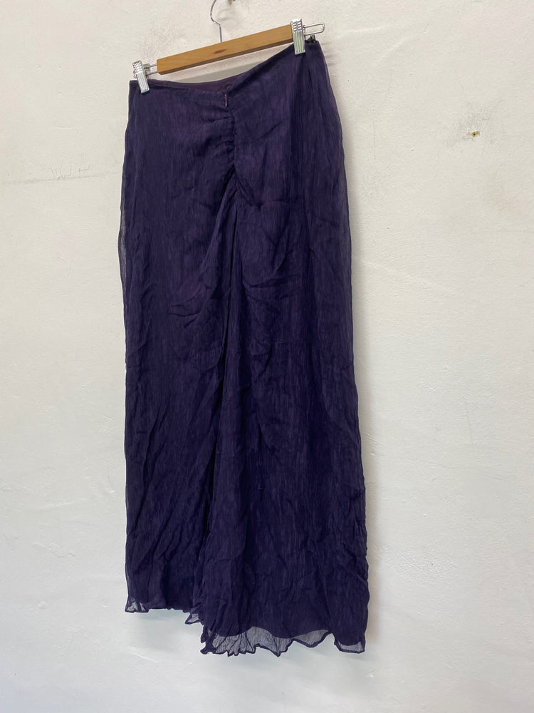 Gorgeous Lisa Ho Maxi Skirt UK12 Dark purple ruffle taffeta Evening skirt BM001