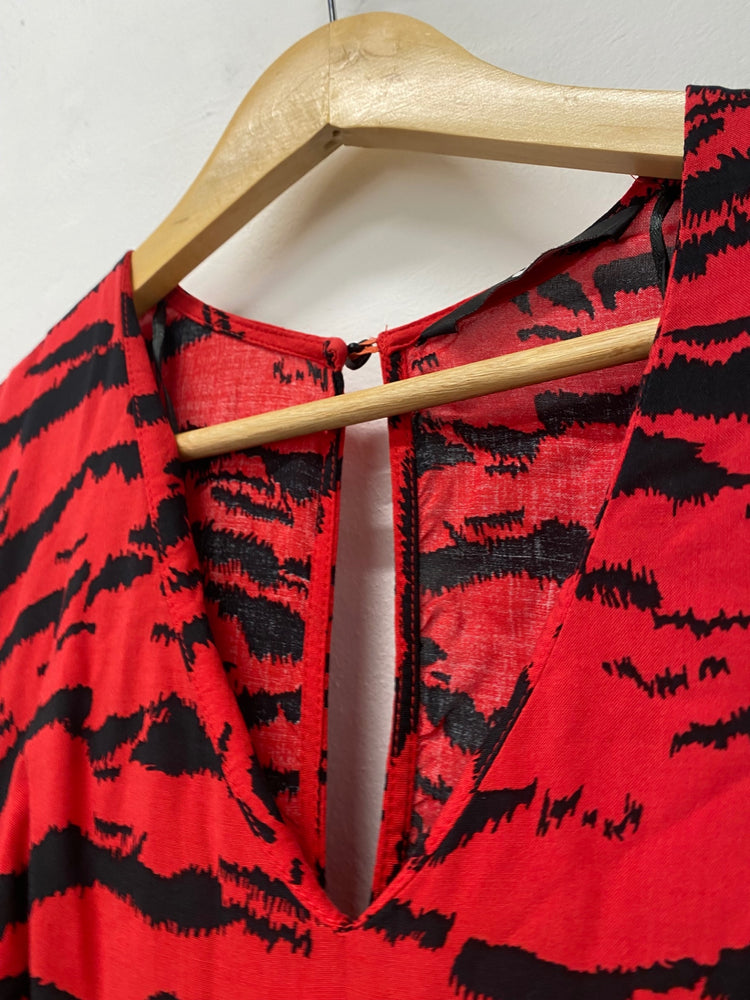 Gorgeous Very Maxi Dress UK10 Red & Black zebra Spanish flair CF001