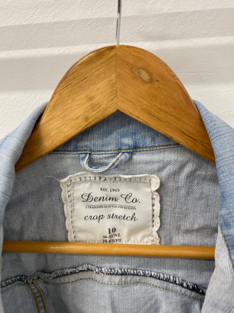 Gorgeous Primark Denim Jacket UK10 Light blue cropped stretch EK00